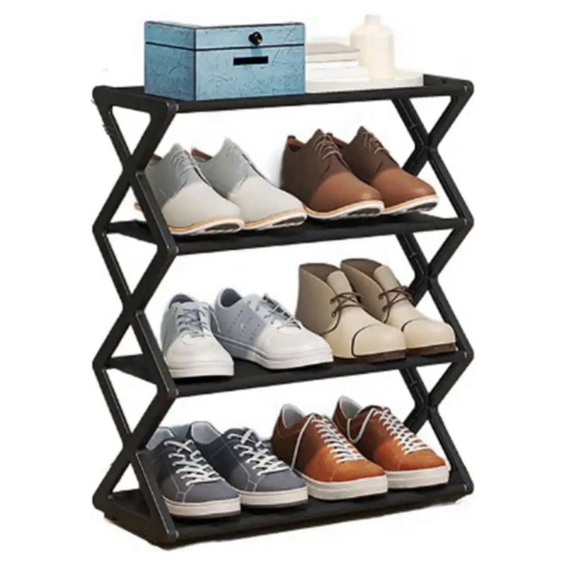 GENERICO - Zapatero Armable Tipo Z Organizador 4 Niveles Ordenador Negro