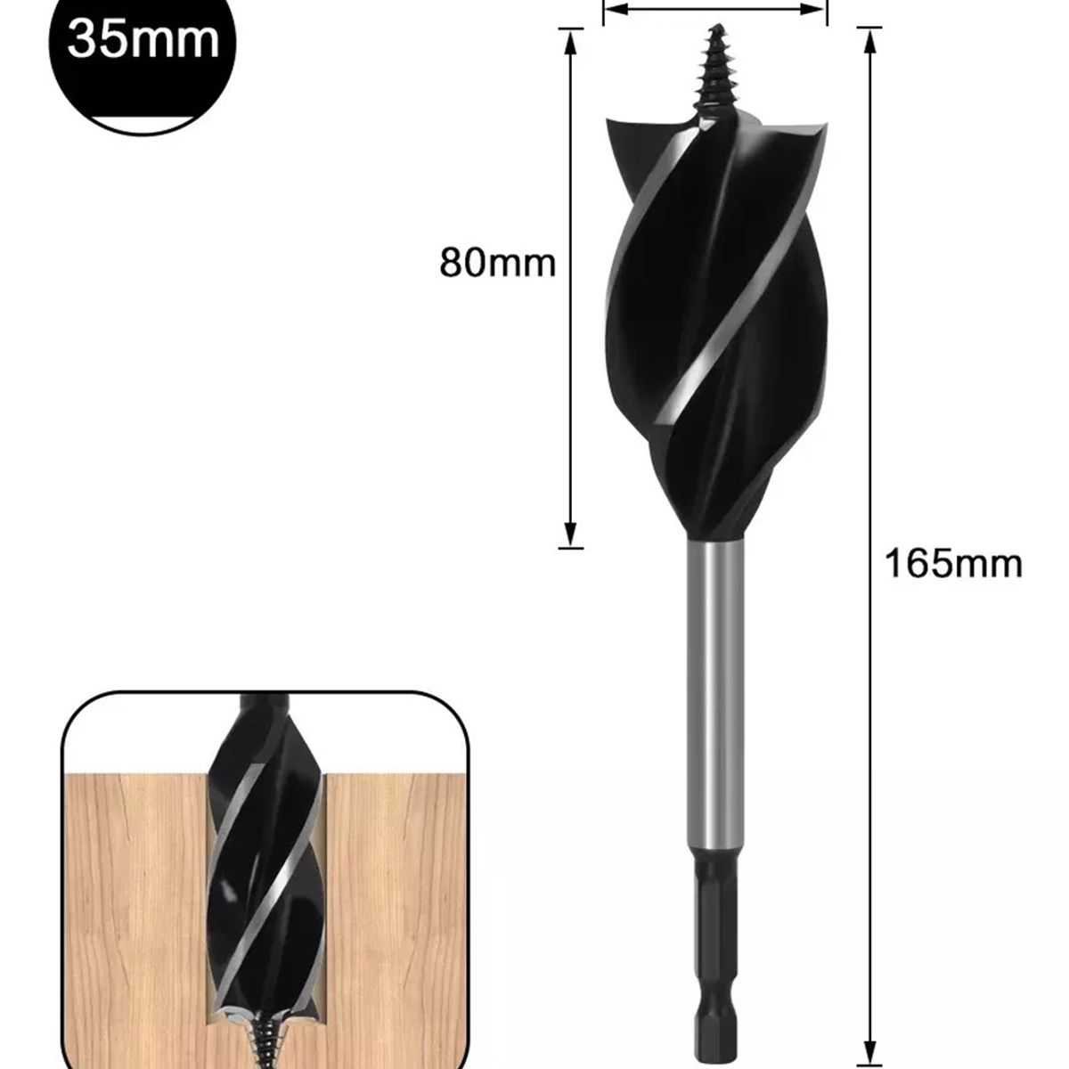 GENERICO - Broca Helicoidal Madera Vigas Set 1 pcs 35 mm