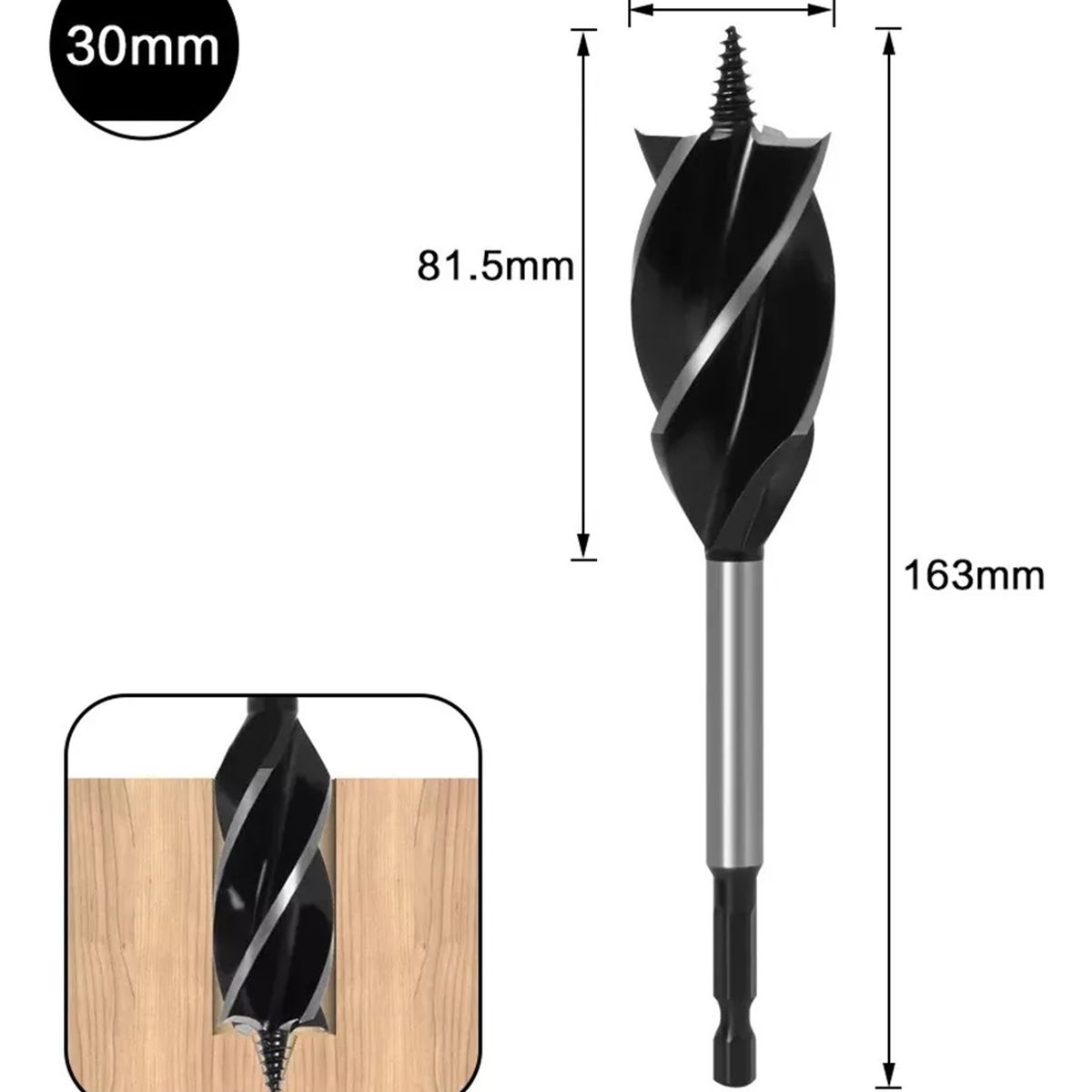 GENERICO - Broca Helicoidal Madera Vigas Set 1 pcs 30 mm
