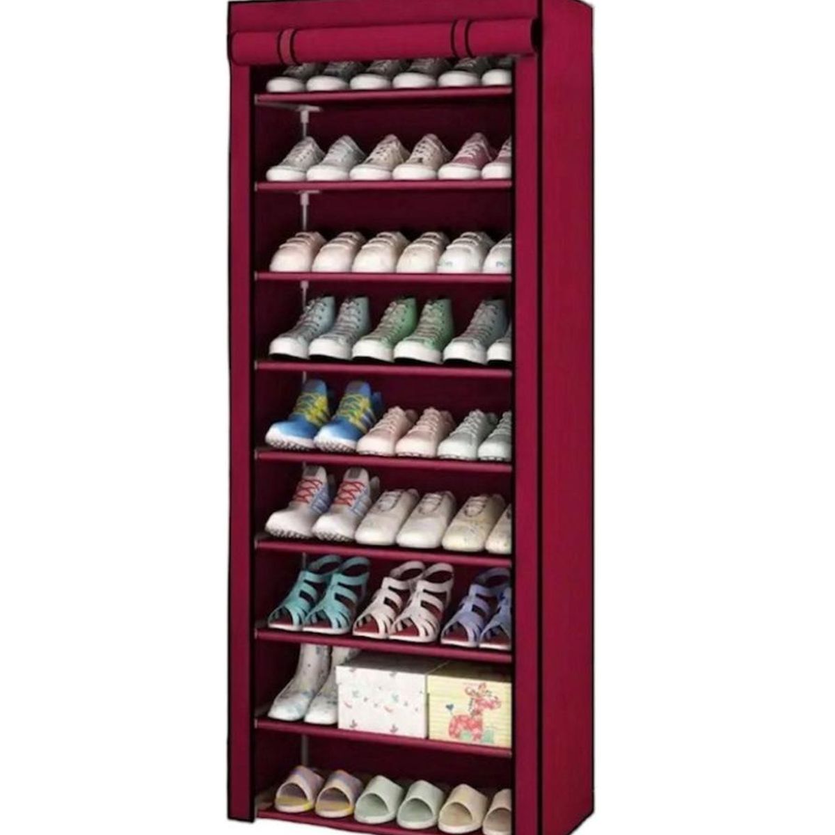 GENERICO - Zapatero Organizador De Zapatos 9 Pisos Armable Burdeo