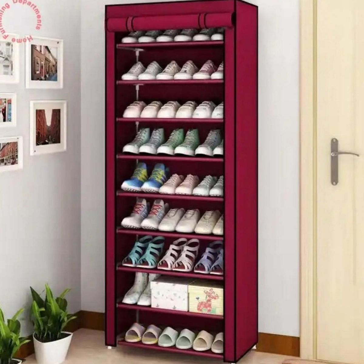 GENERICO - Zapatero Organizador De Zapatos 9 Pisos Armable Burdeo