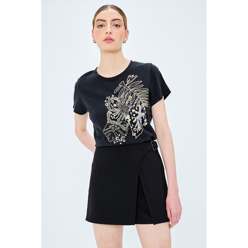 IO - Polera Manga Corta Negro Mujer Io