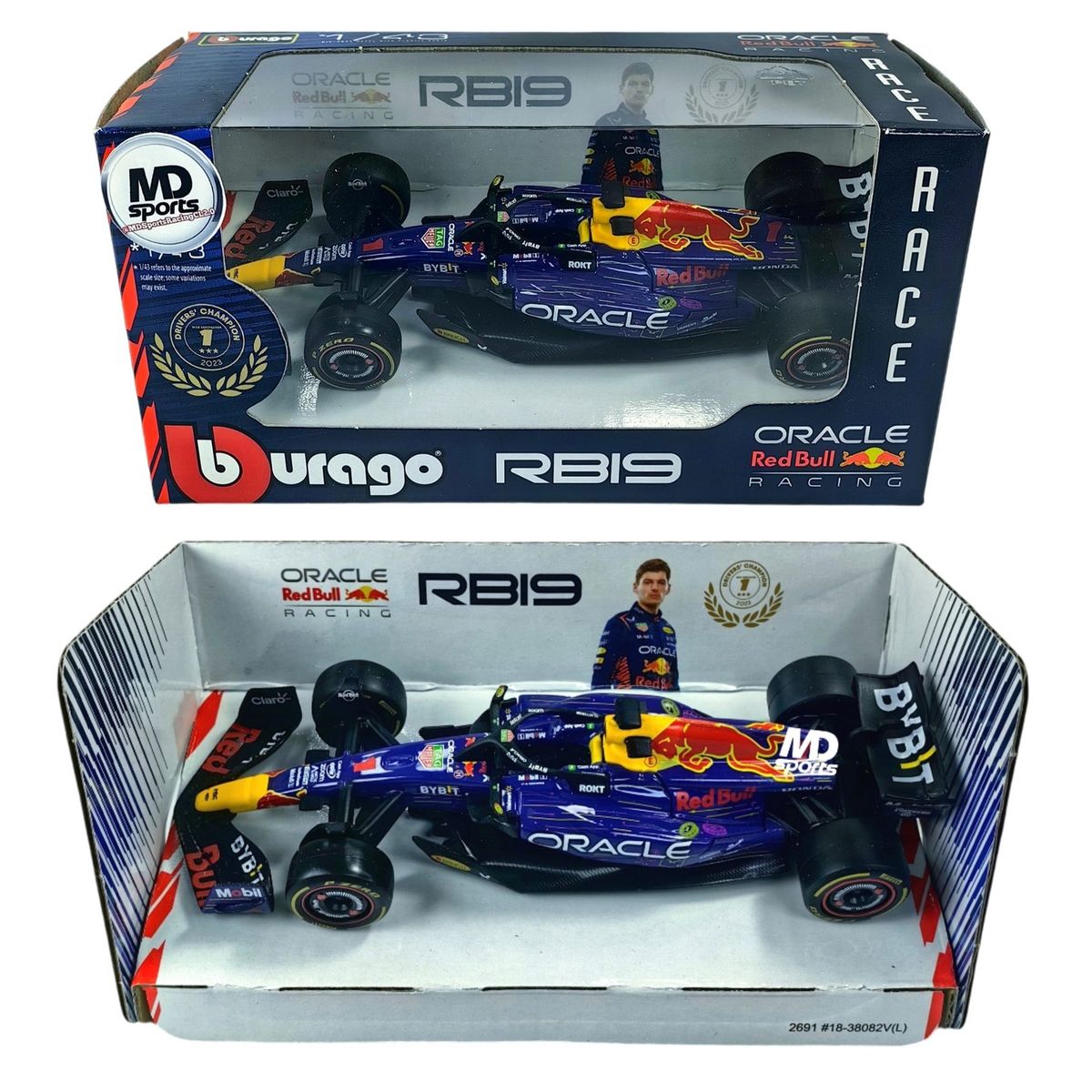 BBURAGO - Auto F1 RedBull RB19 Las Vegas 2023 Verstappen Caja Nor 1:43