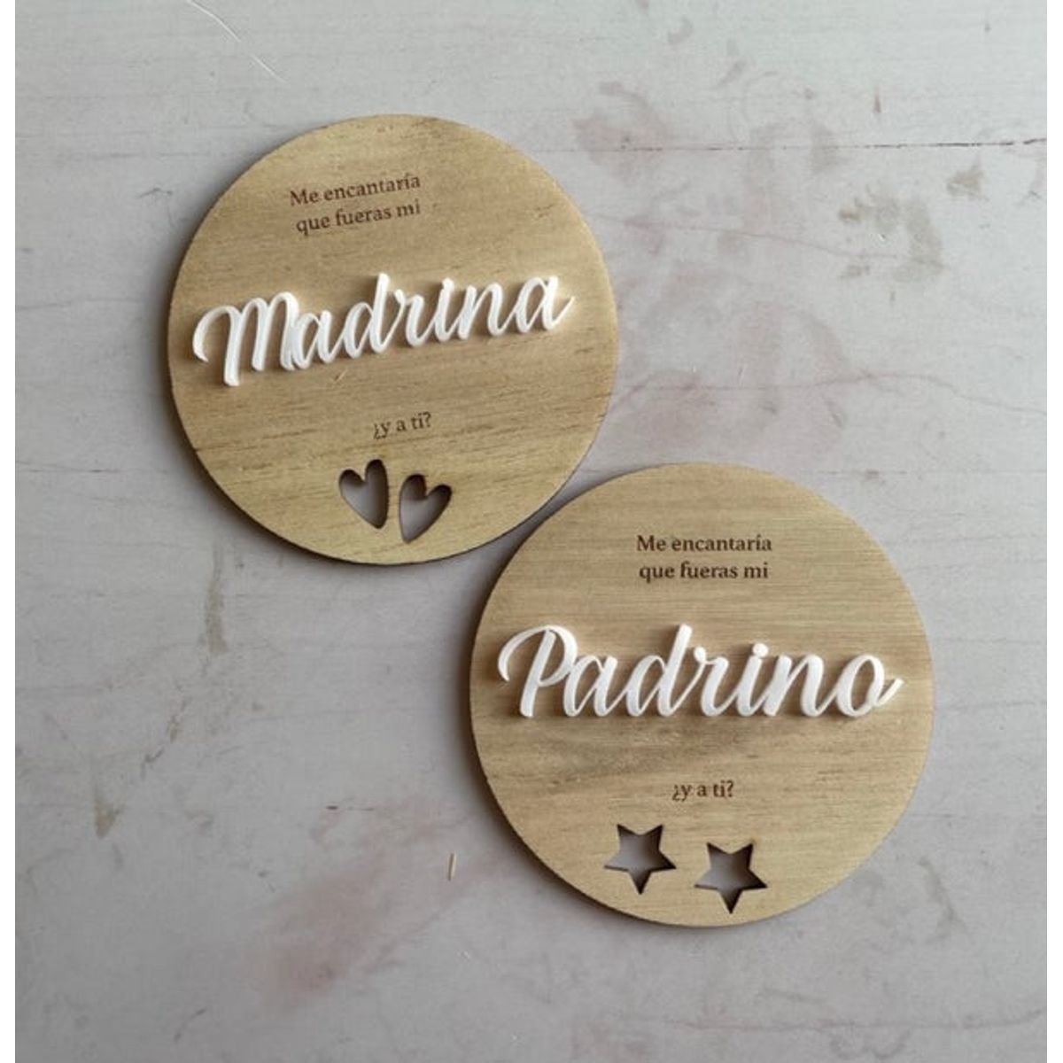 GENERICO - Circulos de madera pra hacer petición de padrinos