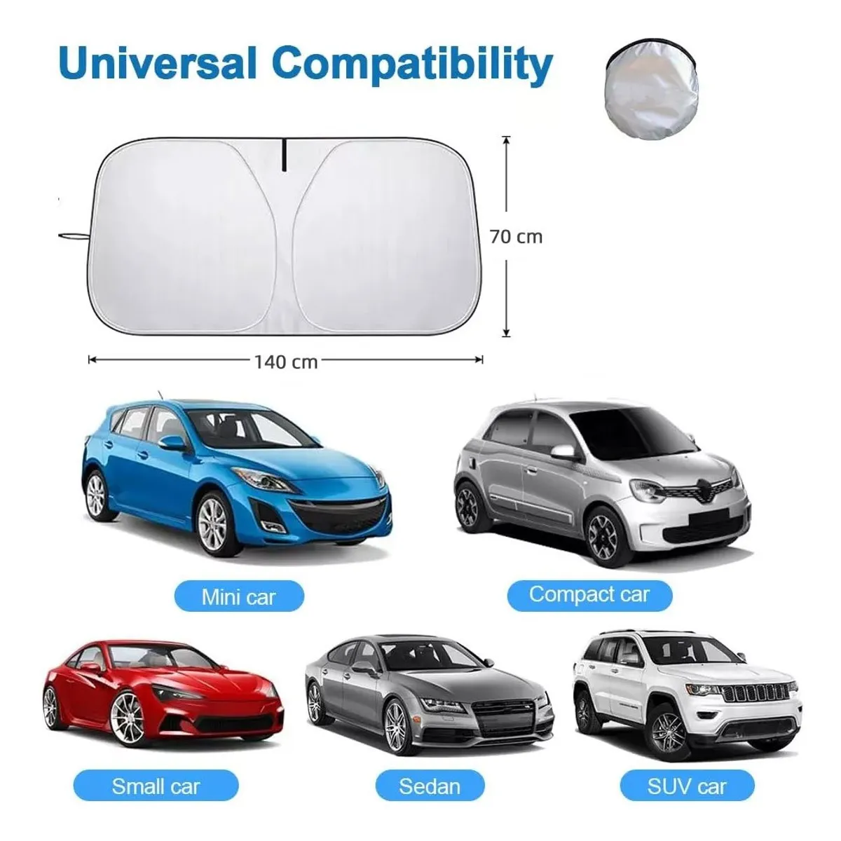 EVERSO - Tapasol Parabrisas Cubre Sol Parasol Cortinas Auto 140x70cm