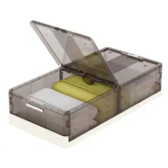EVERSO - Organizador De Ropa Con Ruedas Debajo Cama 82x40x15cm Gris