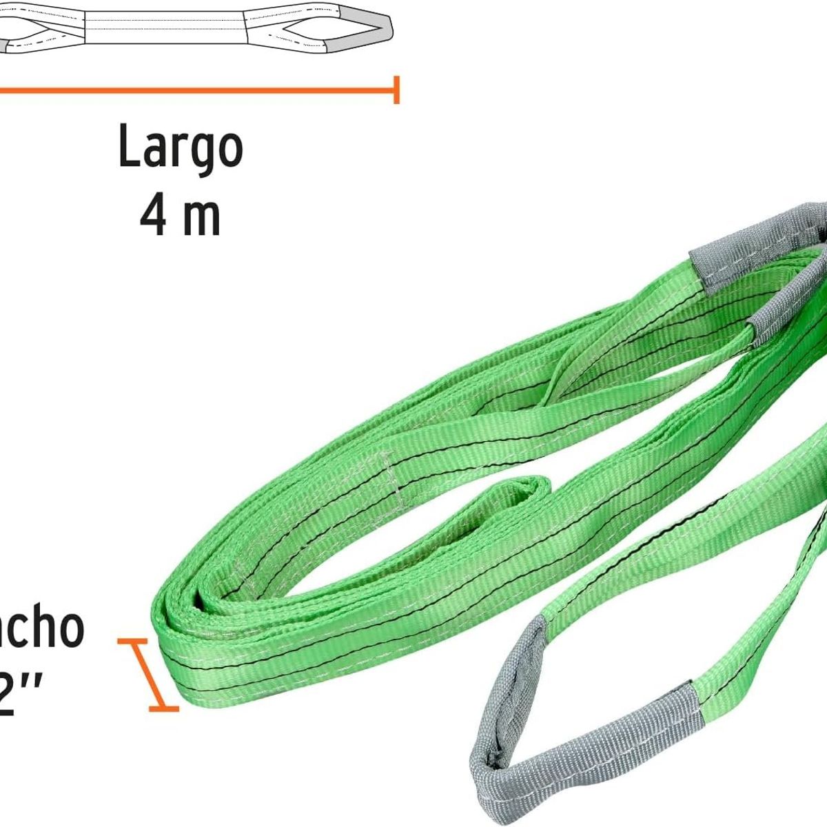 KUANGYE - Eslinga Plana Ojo-ojo 50mmx4m 2 Capas 2 Toneladas