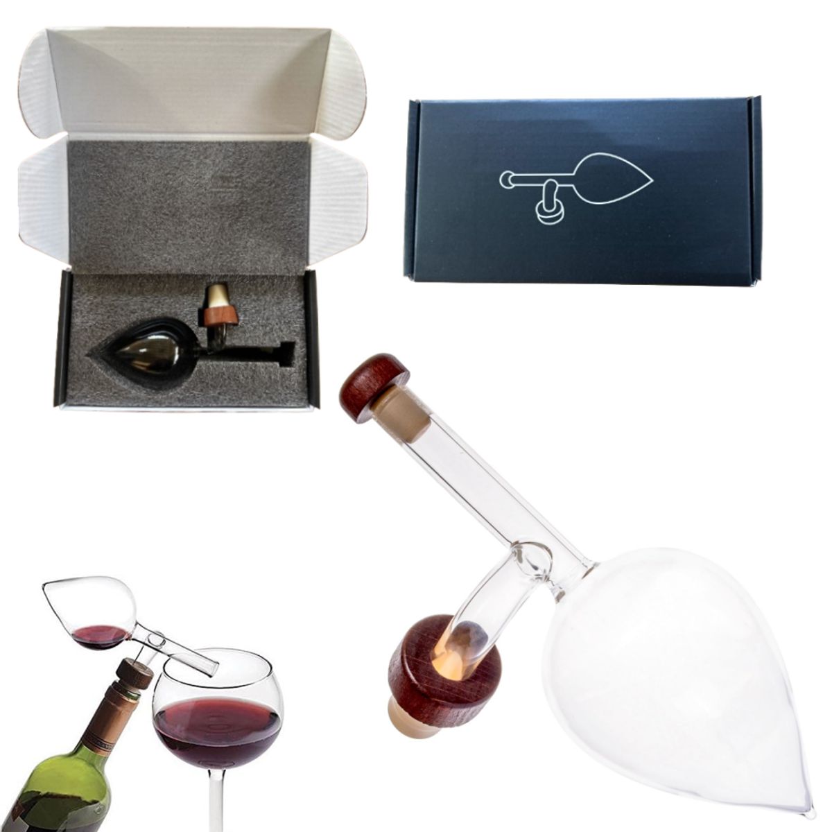 KUANGYE - Aireador De Vinos Oxigenador Vidrio Decantador Gota Cristal