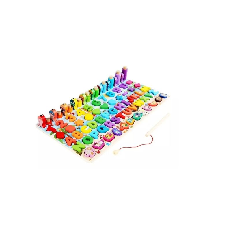 GENERICO - Juego Madera 7 En 1 Montessori Pesca Números Formas Colores