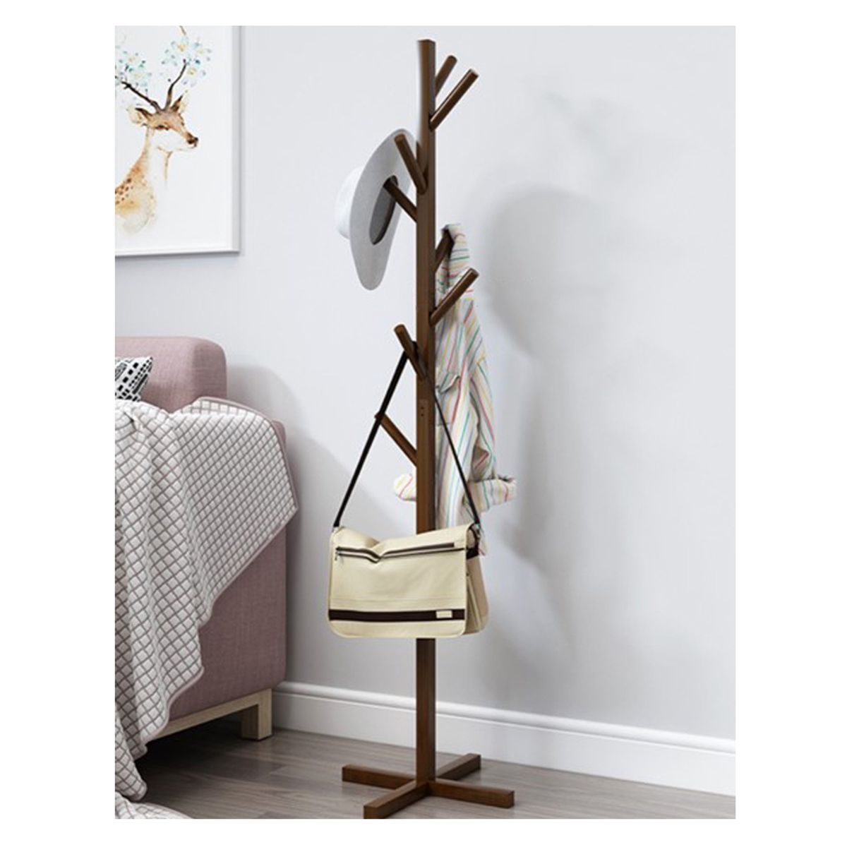 E CHAIRS BY MASLIAH - Perchero Colgador De Pie De Madera Oscura Nuevo 158x38 Cm