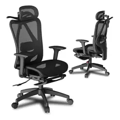 KUANGYE - Silla De Escritorio Ergonómica Con Reposapiernas+percha