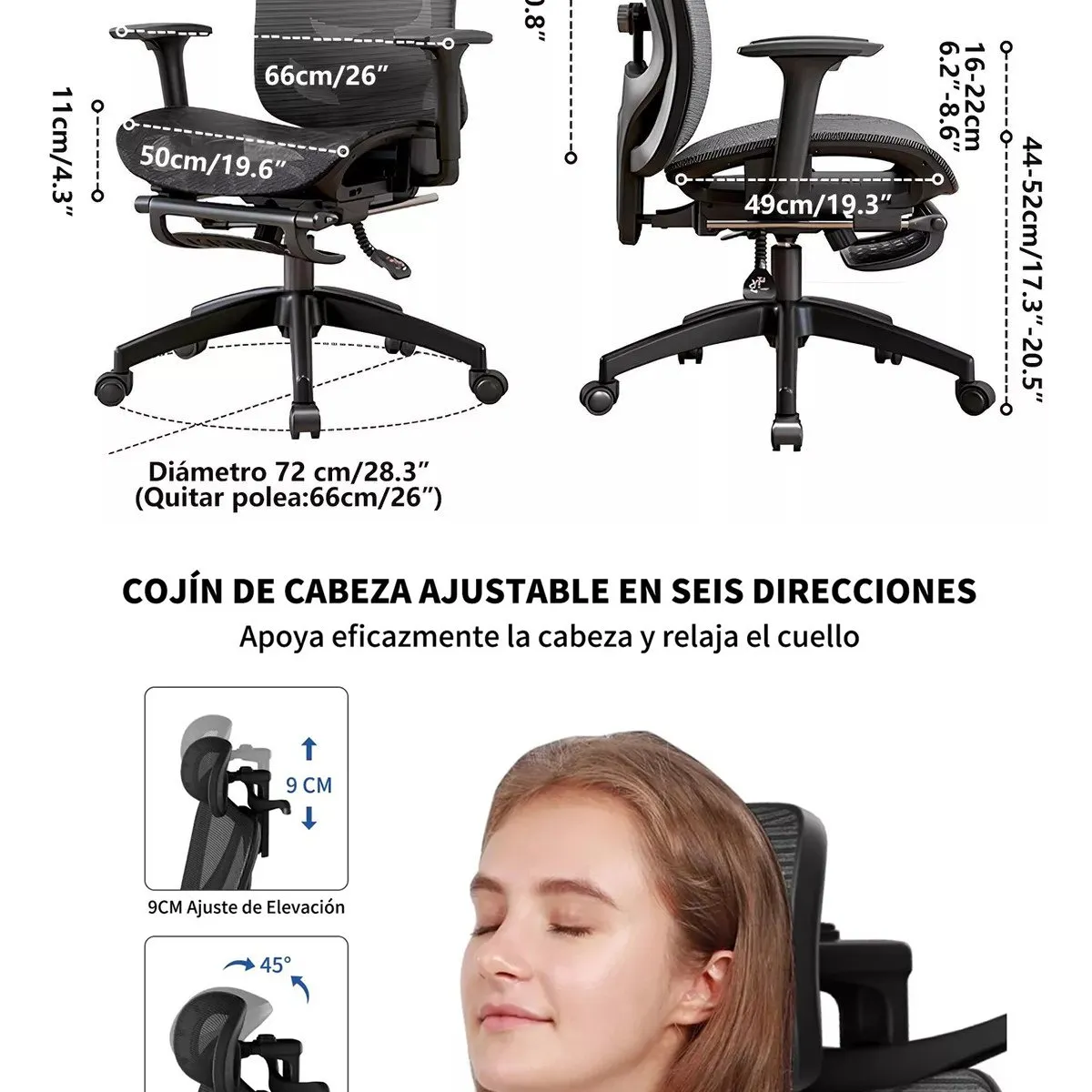 KUANGYE - Silla De Escritorio Ergonómica Con Reposapiernas+percha