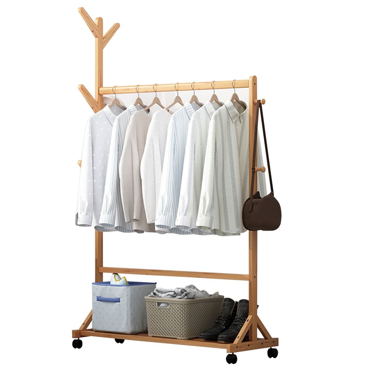 E CHAIRS BY MASLIAH - Perchero Organizador De Madera Con Ruedas 80cm