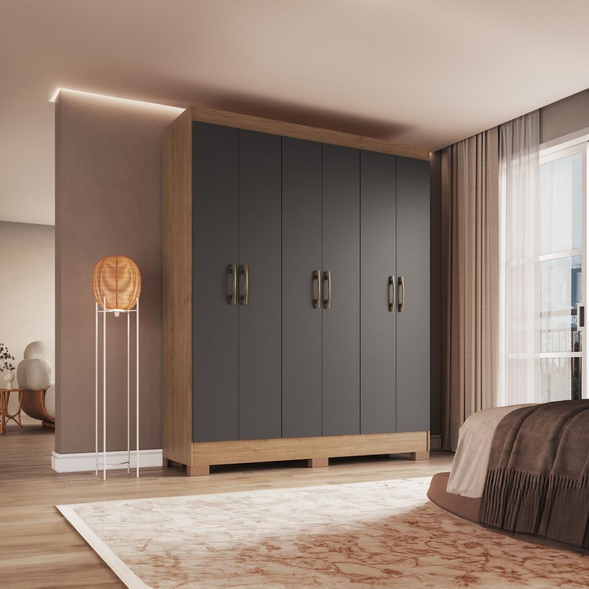 VEKKAHOME - CLOSET ROMA GREY 6P