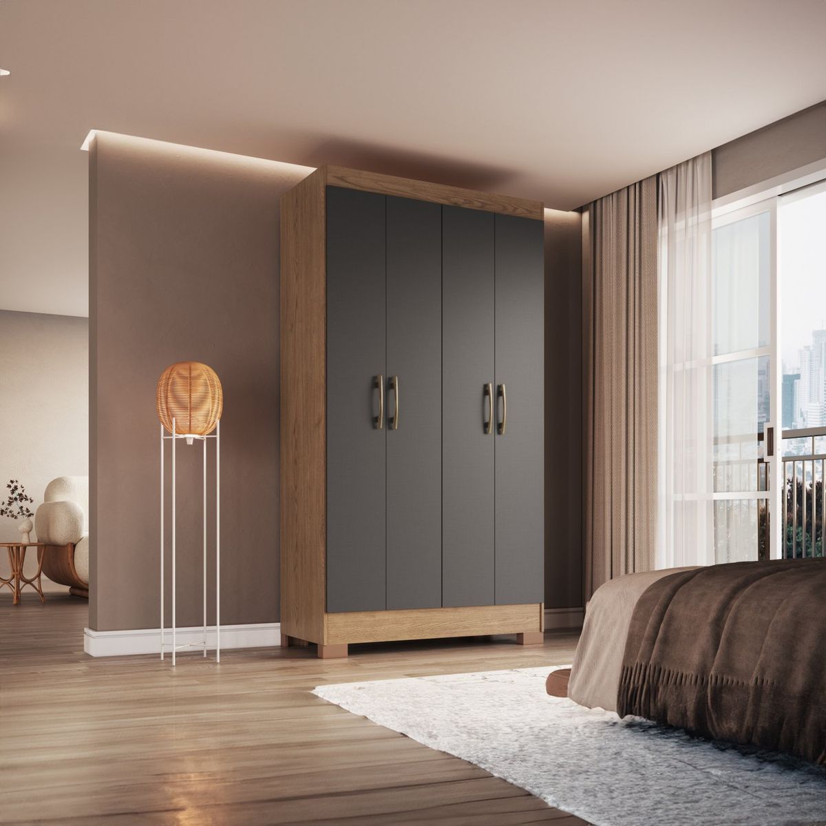 VEKKAHOME - CLOSET ROMA GREY 4P