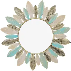 GENERICO - Espejo Plumas 43cm Circular de Metal Taller Sin Fronteras