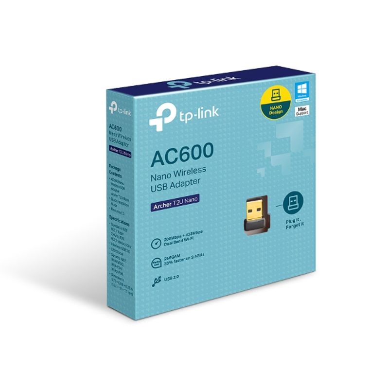 TP LINK - Adaptador Wi-Fi TP-Link Archer T2U Nano AC600 600 Mbps - Negro