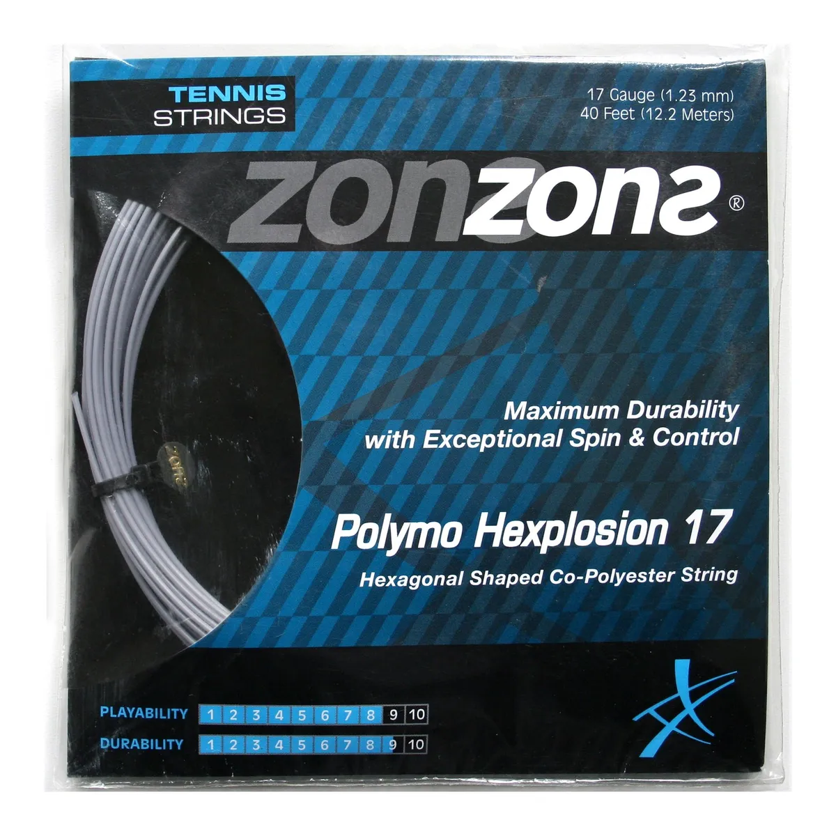 ZONS - Set Cuerda Tenis Zons Polymo Hexplosion 1.23 Plata