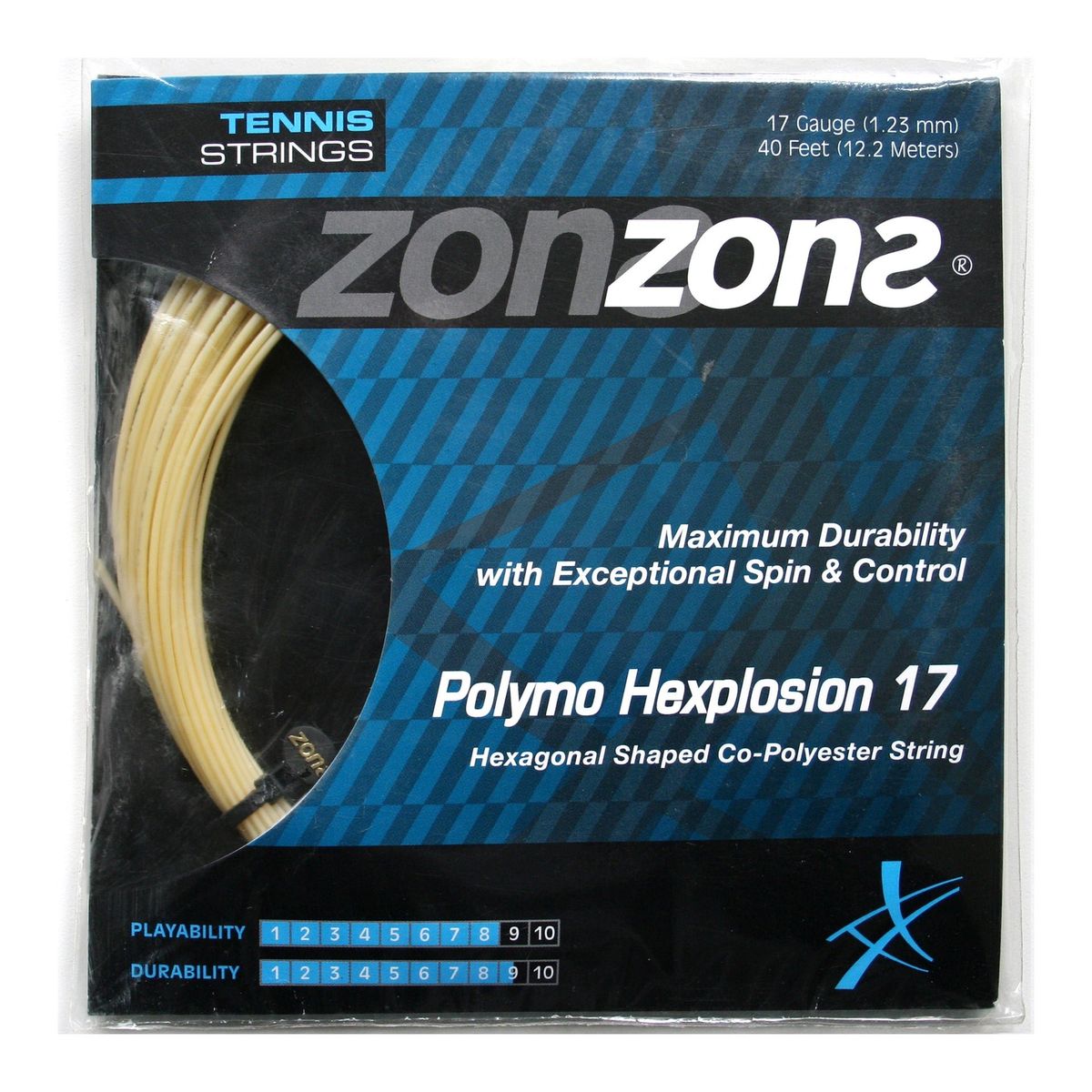 ZONS - Set Cuerda Tenis Zons Polymo Hexplosion 1.23 Ámbar