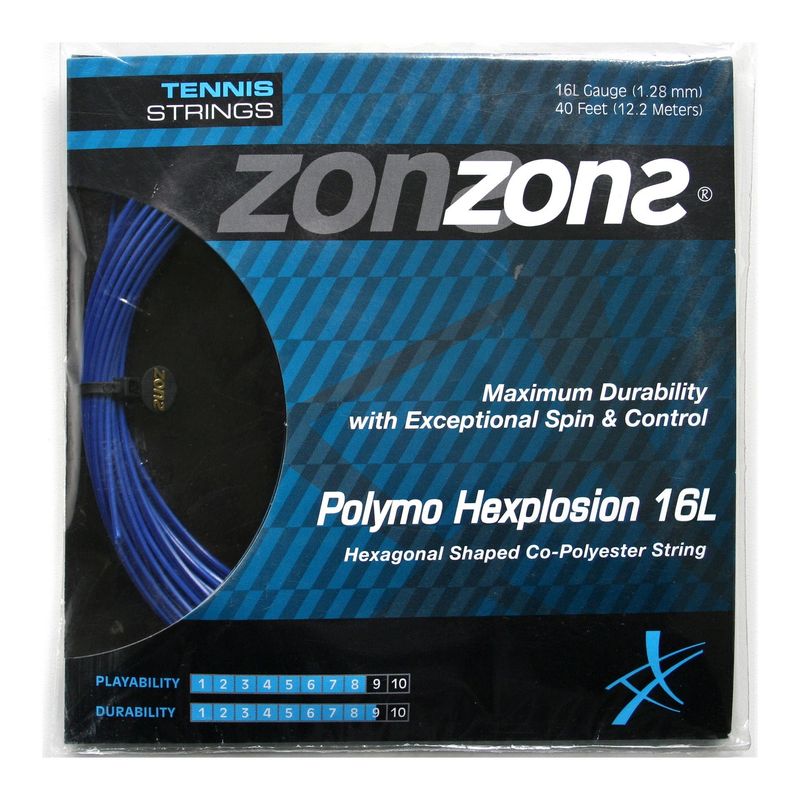 ZONS - Set Cuerda Tenis Zons Polymo Hexplosion 1.28 Azul Oscuro