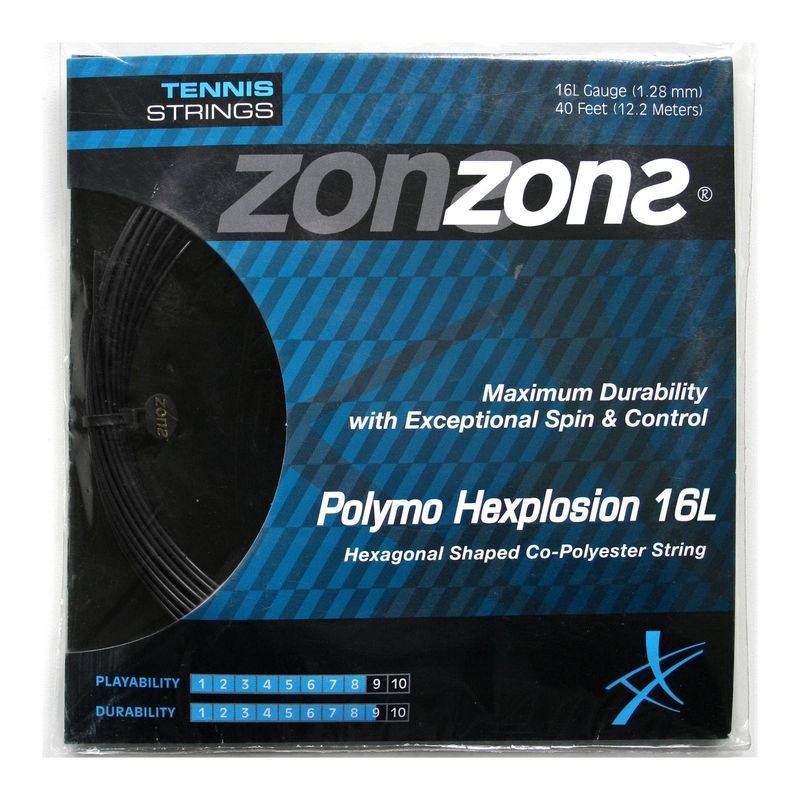 ZONS - Set Cuerda Tenis Zons Polymo Hexplosion 1.28 Negro