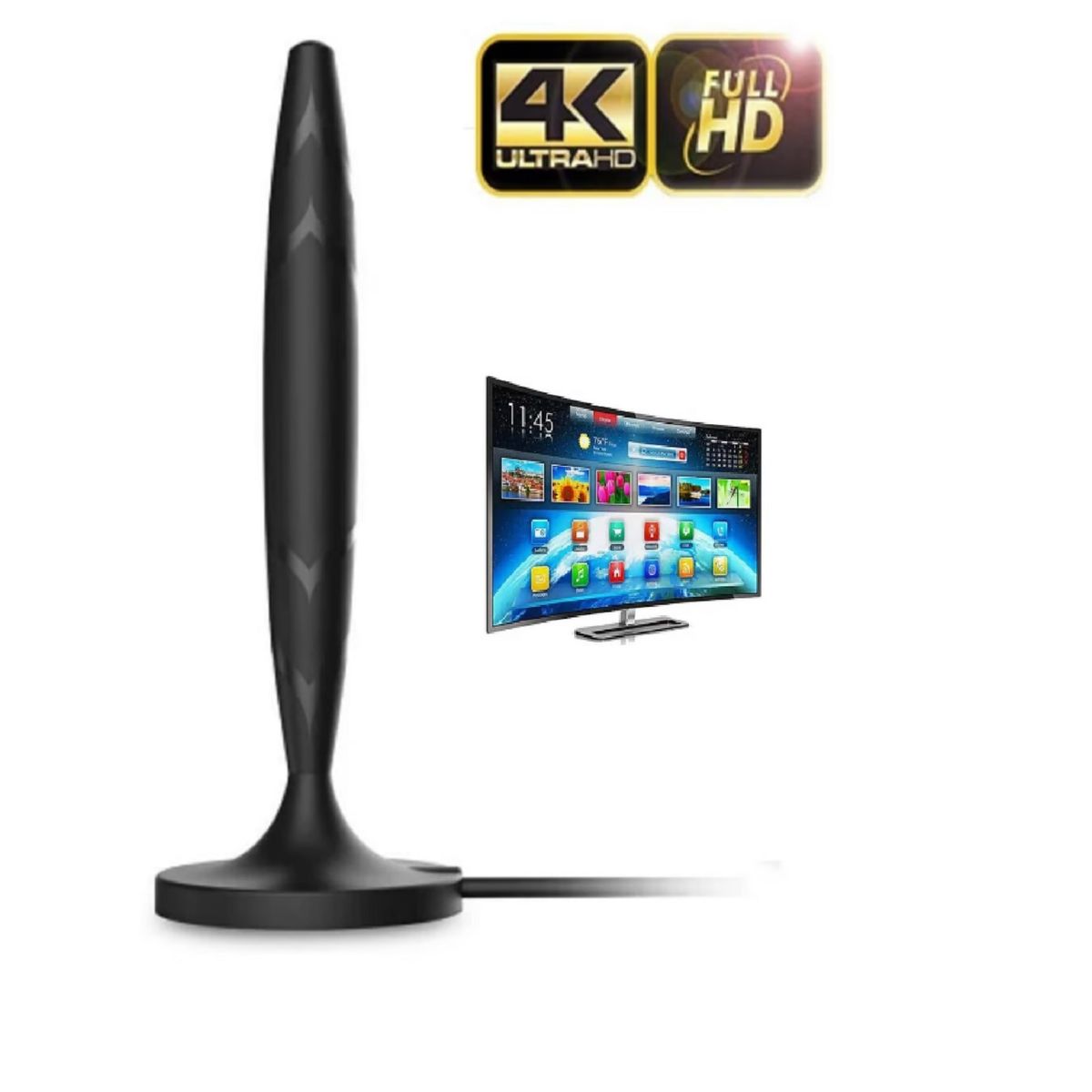 GENERICO - Antena Hd Tv Digital Abierta Tvd Interior Coaxial DCM1309