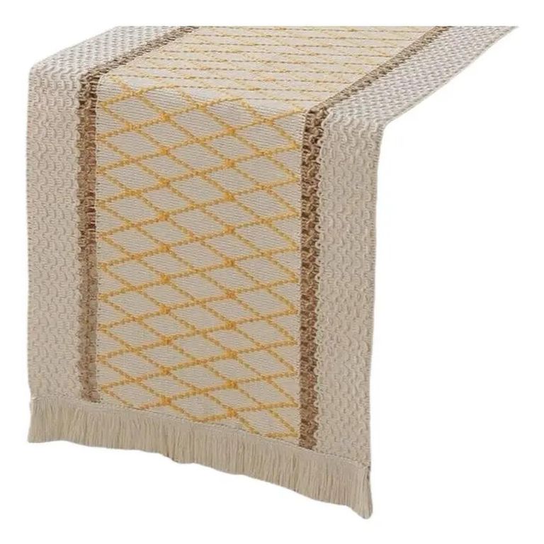 Mantel Camino De Mesa Rectangular Yute Malla 180x30cm - Amarillo