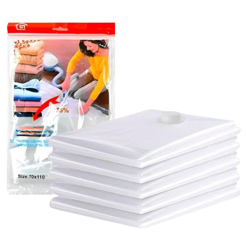 GENERICO - Pack 12 Bolsas Al Vacio Comprimir Ropa Ahorra Espacio 70 x 100