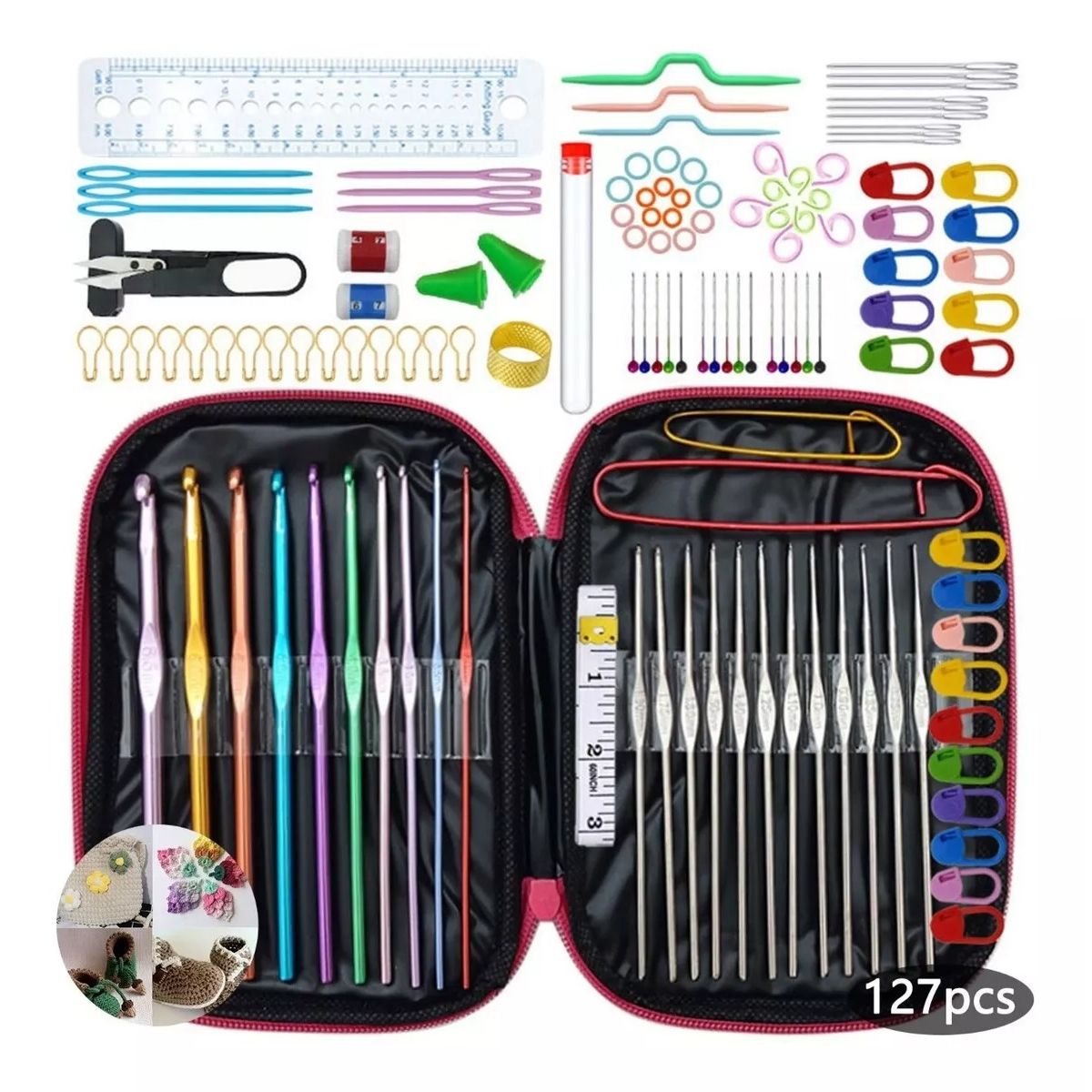 GENERICO - Kit De Agujas Y Accesorios Para Tejer A Crochet 100 Piezas