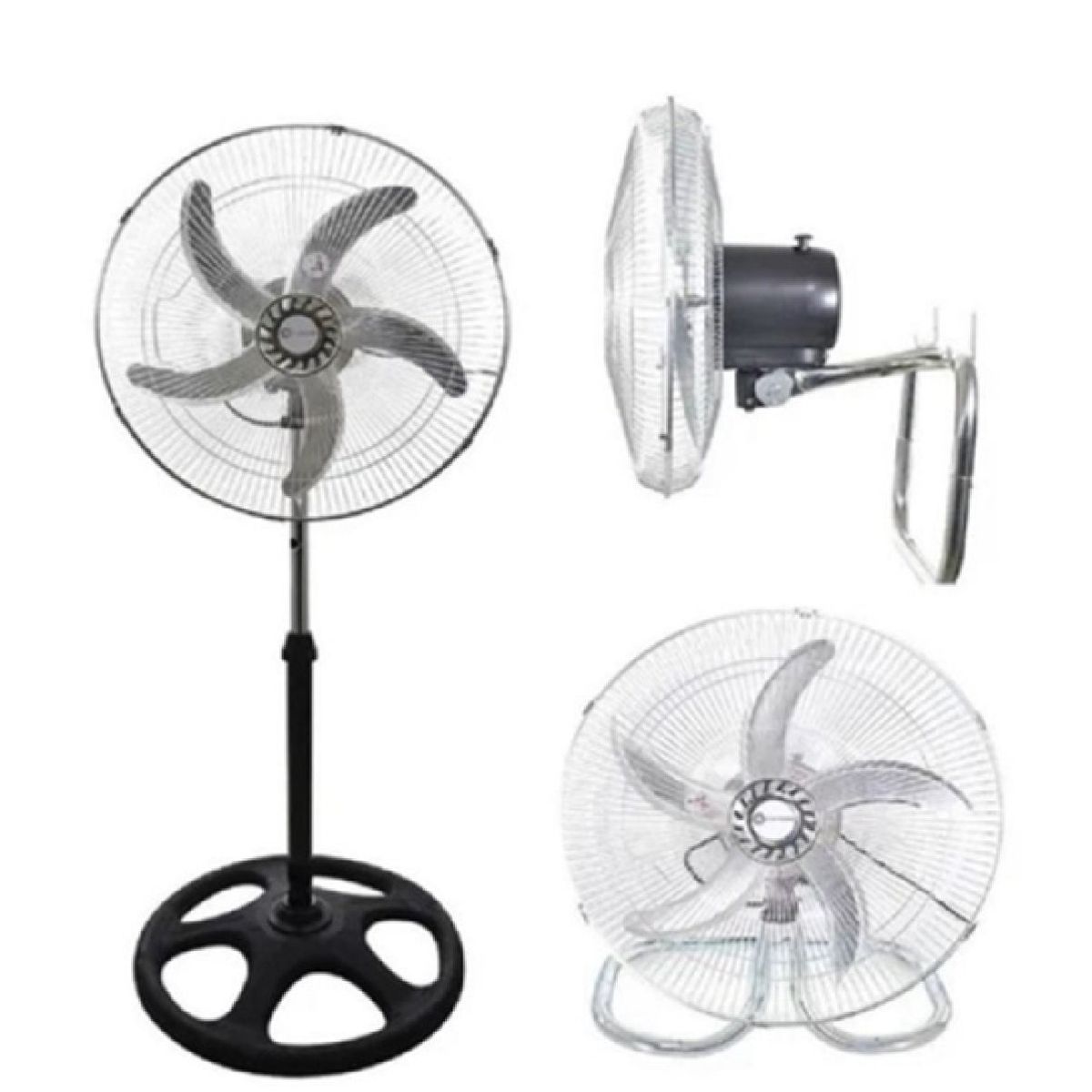 ANGELES DEL HOGAR - Ventilador De 5 Aspas Metálica Pedestal Pared Y Mesa