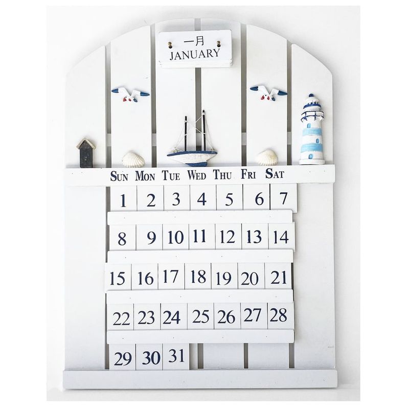 MONTREAL - Decoración Náutica Calendario Perpétuo Marina En Madera