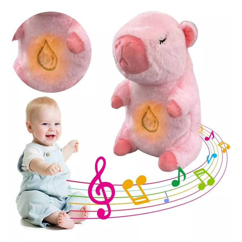 GENERICO - Capibara Peluche Que Respira Calma Ansiedad Para Dormir Rosa