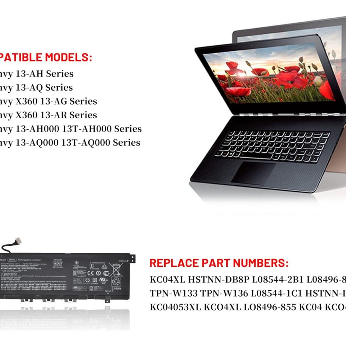 GENERICO - Bateria kc04xl Para Hp Envy X360 13-aq Series Nueva