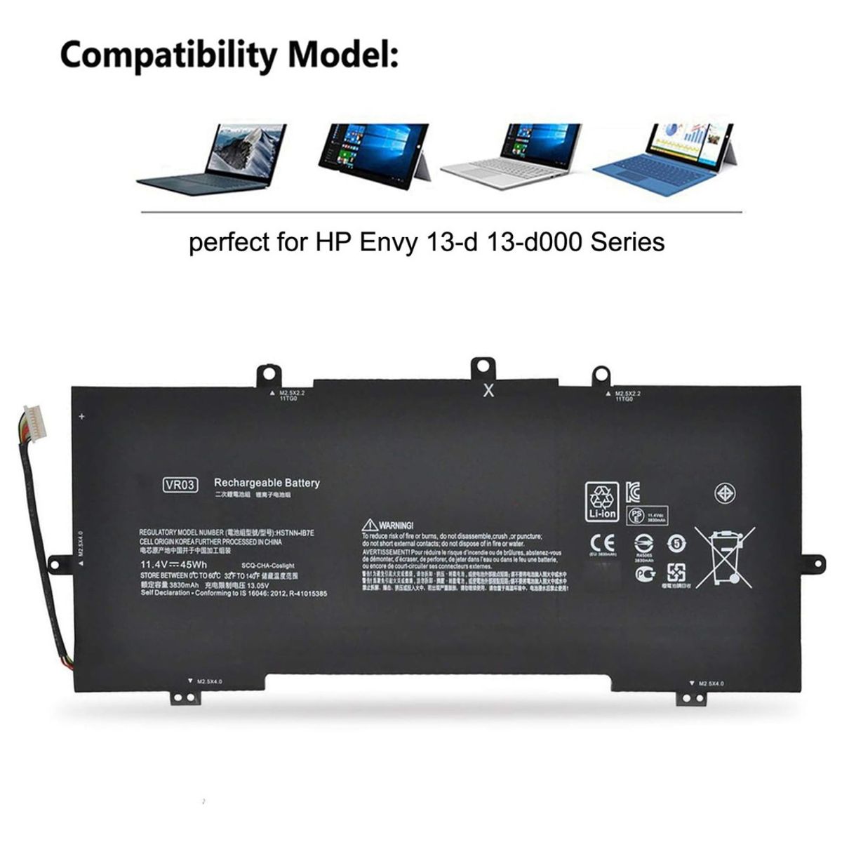 GENERICO - Batería vr03xl Para Hp Envy 13-d001la Series Nueva