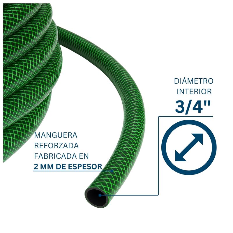 DICAS - Manguera Jardín Con Malla 3/4 Pulgada 50 Metros Dicas