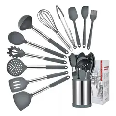 ELEONOR - Set Utensilios Cocina Silicona Con Base Giratoria 12pcs - Multicolor