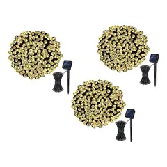GENERICO - Pack X3 Luces Solares Navidad Guirnalda 10 Metros 100 Led Calido