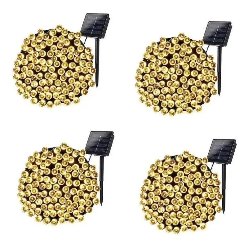 GENERICO - Pack X4 Luces Solares Navidad Guirnalda 10 Metros 100 Led Calidad