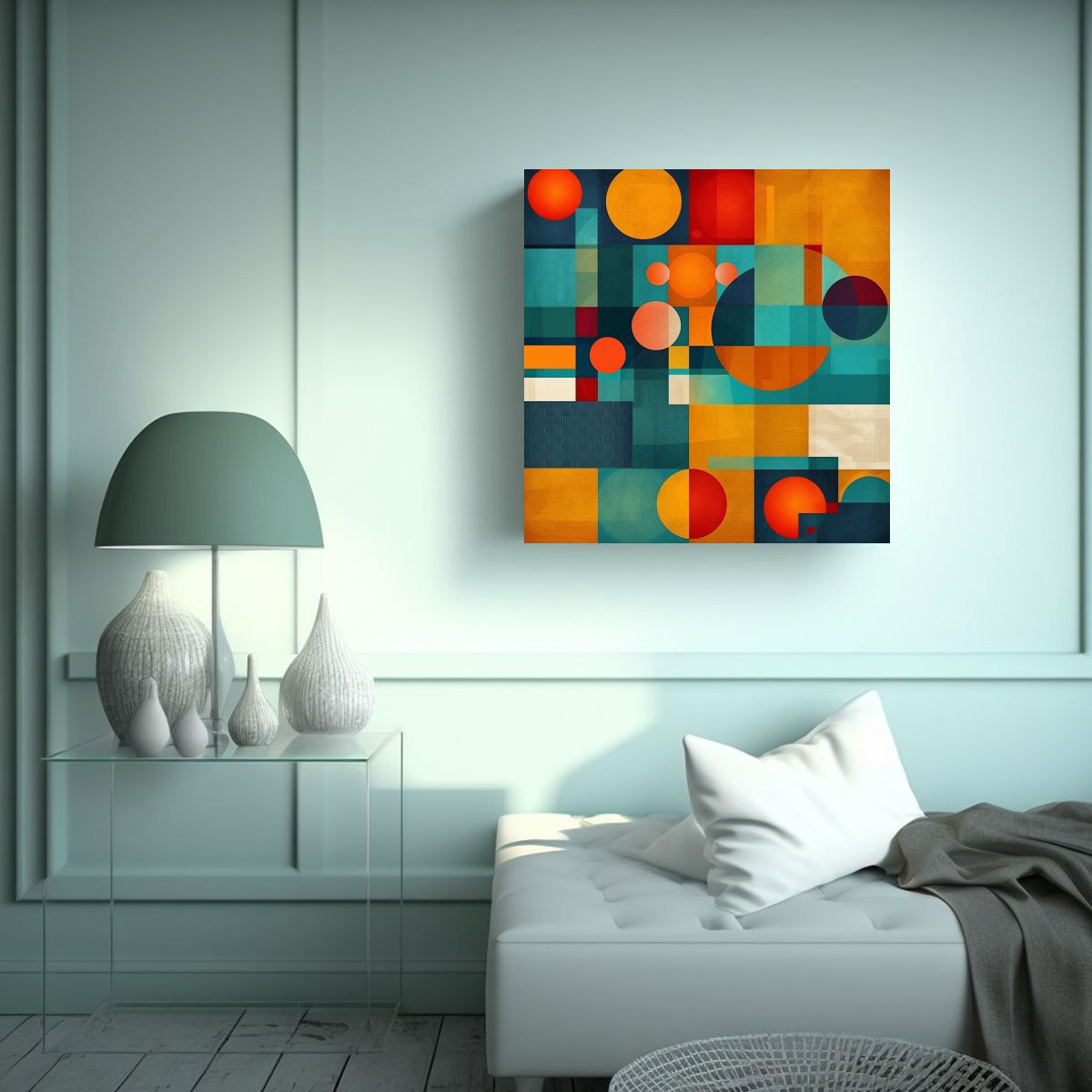 GENERICO - Pintura Abstracta Lienzo Forma Hogar Con 80x80 Cm