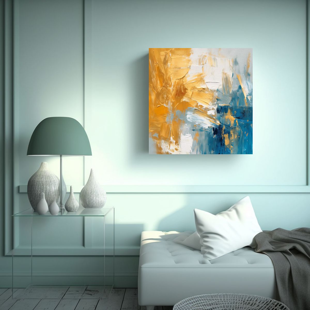 GENERICO - Pintura Al óleo Abstracta De Diseño Rectangular 50x50 Cm