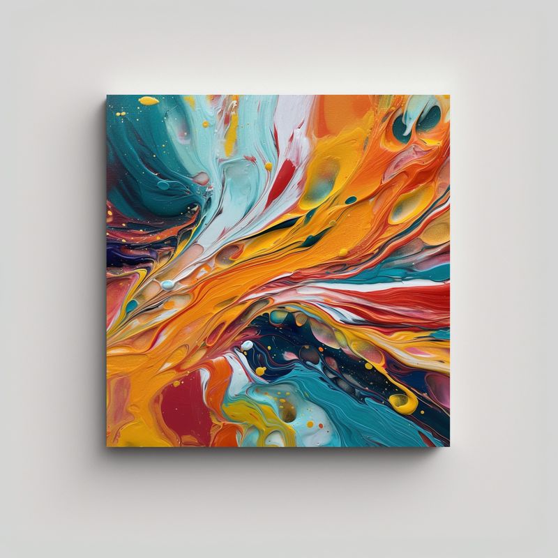 GENERICO - Pintura Abstracta Moderna Con Colores Vivos Y 70x70 Cm