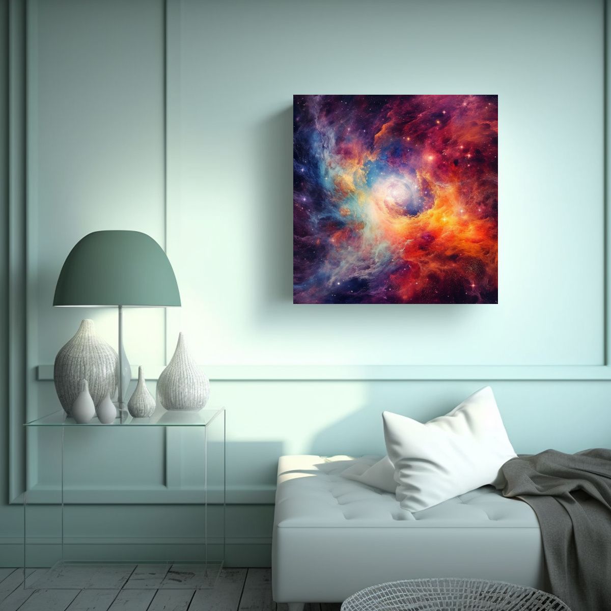 GENERICO - Diseño De Sala Con Temática Del Universo 70x70 Cm.