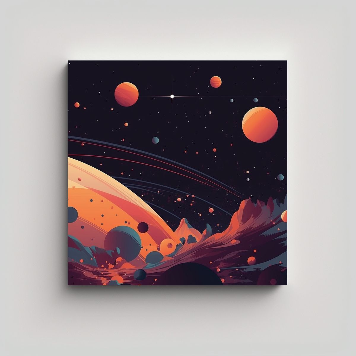 GENERICO - Pintura Lienzo Temática Noche Estrellada Con 70x70 Cm