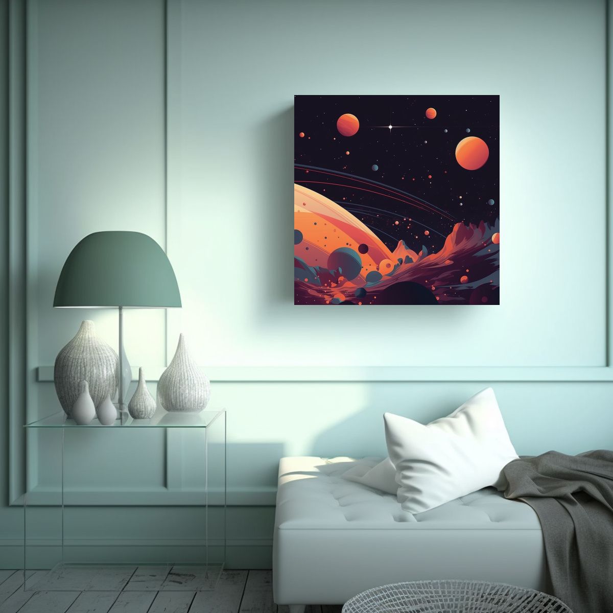 GENERICO - Pintura Lienzo Temática Noche Estrellada Con 70x70 Cm