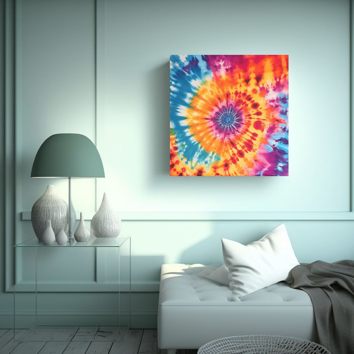 GENERICO - Cuadro Vintage Tie Dye Vida, Fondo Decorativo 70x70 Cm