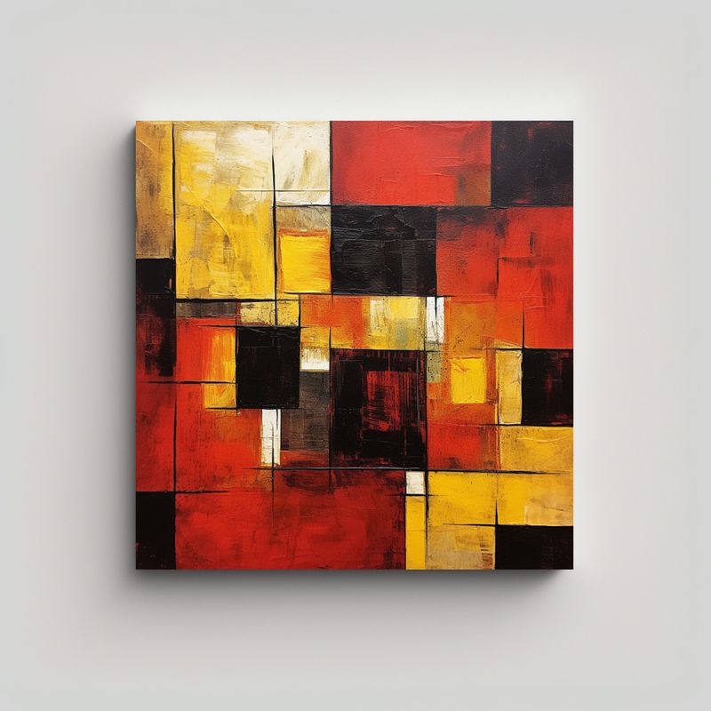GENERICO - Pintura Abstracta De Arte Urbano En Amarillo, 50x50 Cm