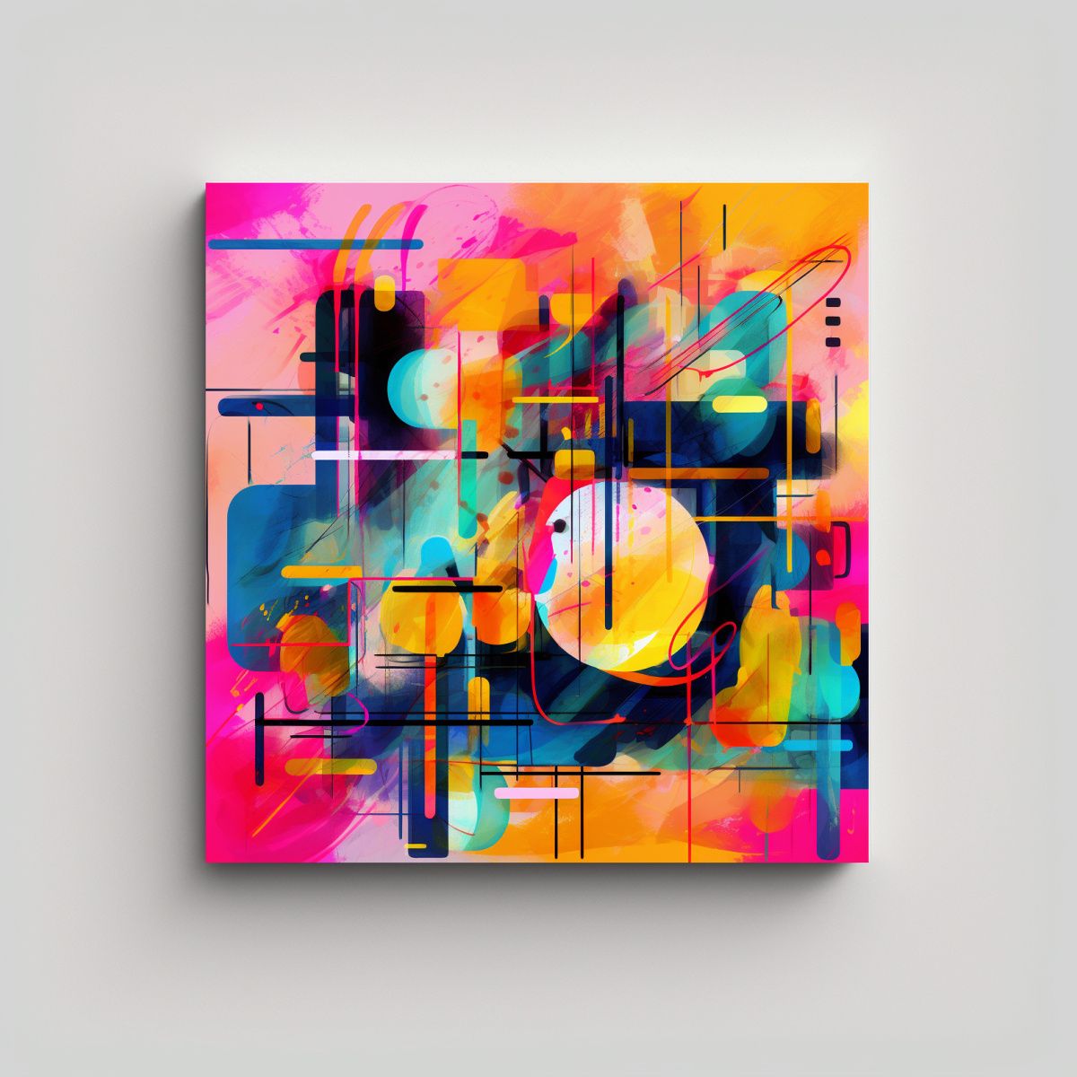 GENERICO - Pintura Abstracta Generada Por IA Con EstiloGAN2 90x90 Cm