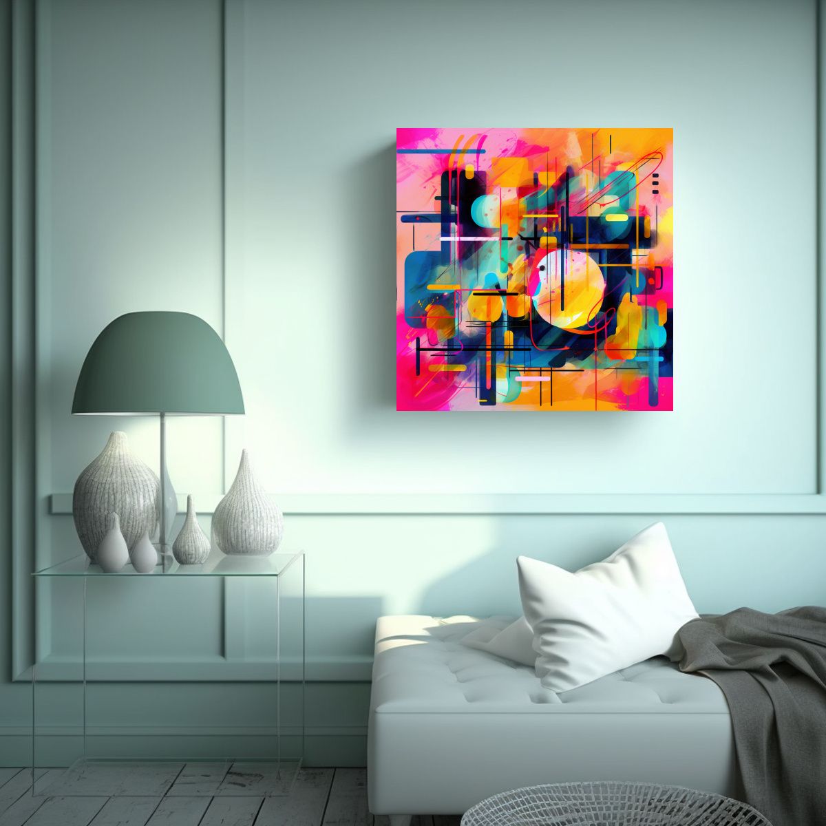 GENERICO - Pintura Abstracta Generada Por IA Con EstiloGAN2 70x70 Cm