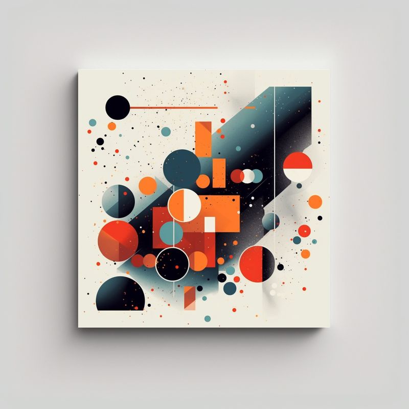 GENERICO - Cuadro Abstracto Composición Plana Puntos 50x50 Cm
