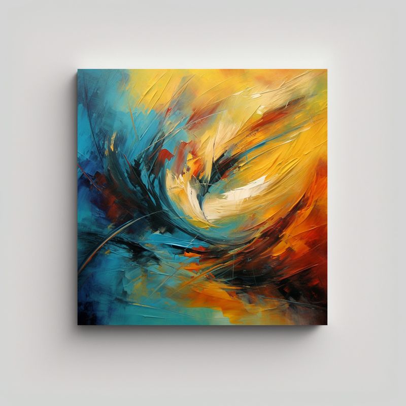 GENERICO - Pintura Abstracta En Bastidor: Líneas Finas 80x80 Cm